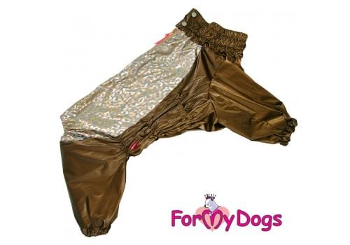 Дождевик коричневый мопс для девочек весенне-осенний непромокаемый для собак породы мопс, французский бульдог