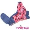 Комбинезон фиолетово/розовый мопс для девочек теплый для собак породы мопс, французский бульдог
