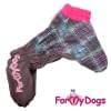 Комбинезон серо/розовый мопс для девочек теплый для собак породы мопс, французский бульдог