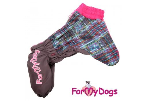 Комбинезон серо/розовый мопс для девочек теплый для собак породы мопс, французский бульдог