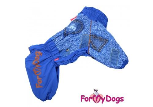 Комбинезон синий мопс для мальчиков теплый для собак породы мопс, французский бульдог